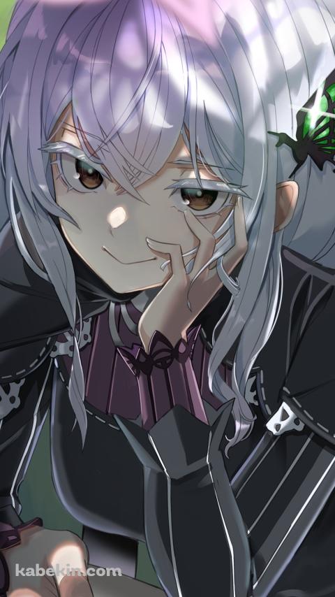 ティーカップを持つ黒いドレスを着たエキドナ / Re:ゼロから始める異世界生活のAndroidの壁紙(480px x 854px) スマホ用