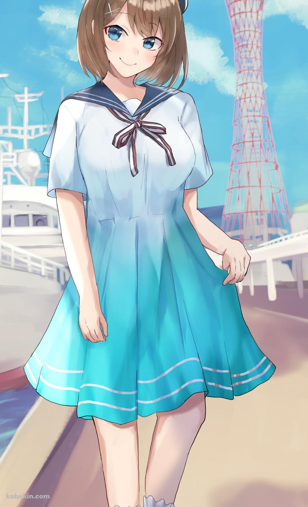 港と摩耶 / 白い船 / 艦隊これくしょんのAndroidの壁紙(1080px x 1776px) スマホ用