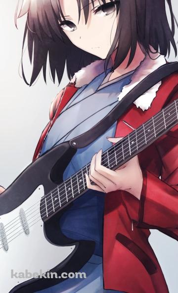 黒いギターを弾く両儀式(りょうぎしき) / 空の境界のAndroidの壁紙(360px x 592px) スマホ用
