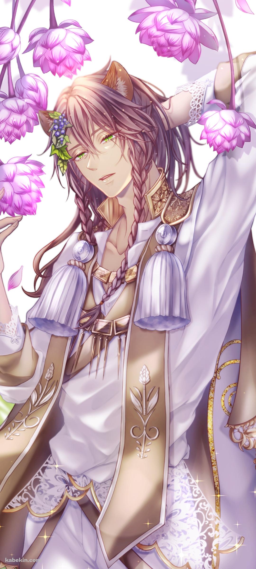 ピンクの花を触るレオナ・キングスカラー / ツイステッドワンダーランドのAndroidの壁紙(1080px x 2400px) スマホ用