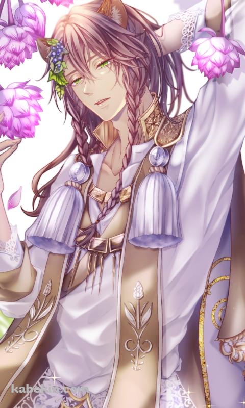 ピンクの花を触るレオナ・キングスカラー / ツイステッドワンダーランドのAndroidの壁紙(480px x 800px) スマホ用