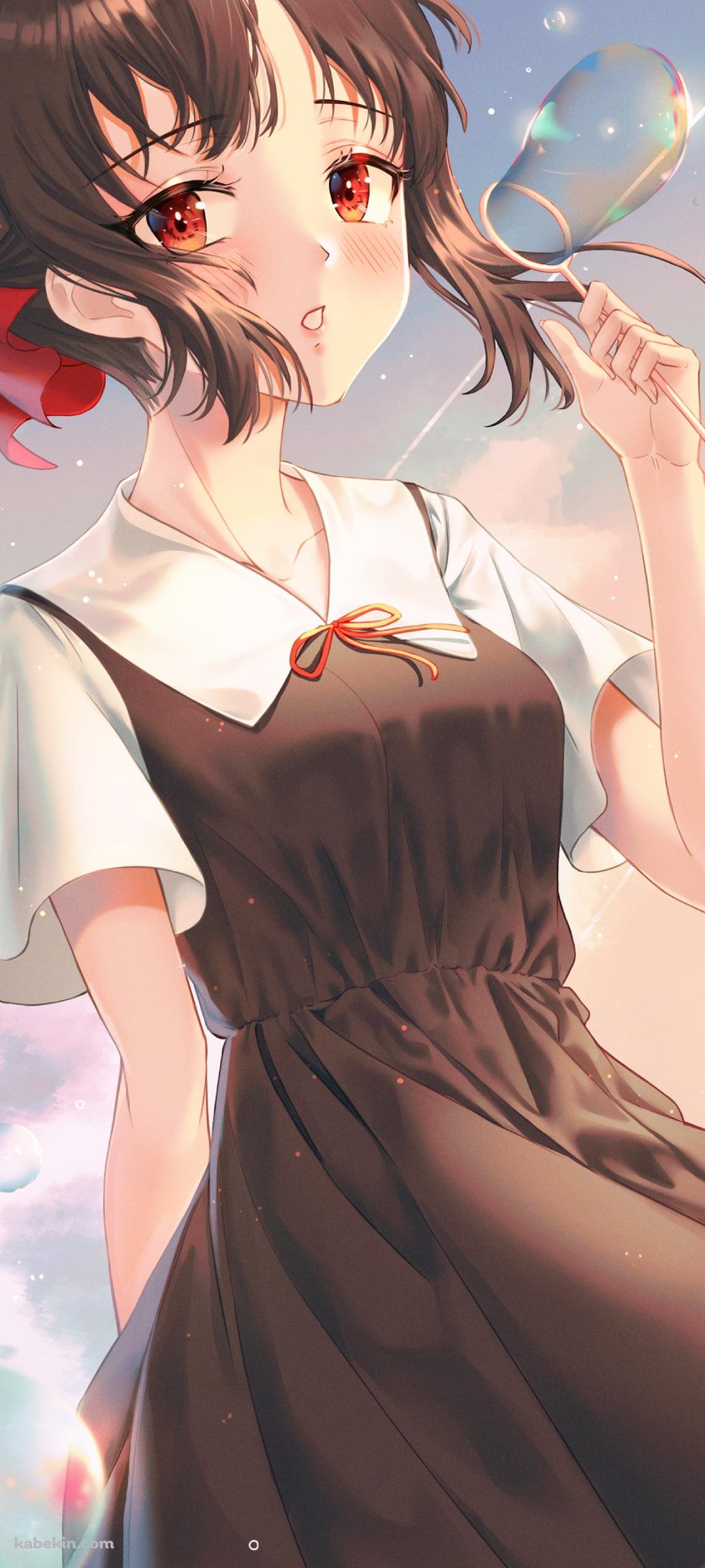 シャボン玉で遊ぶ四宮かぐや / かぐや様は告らせたい～天才たちの恋愛頭脳戦～のAndroidの壁紙(1080px x 2400px) スマホ用