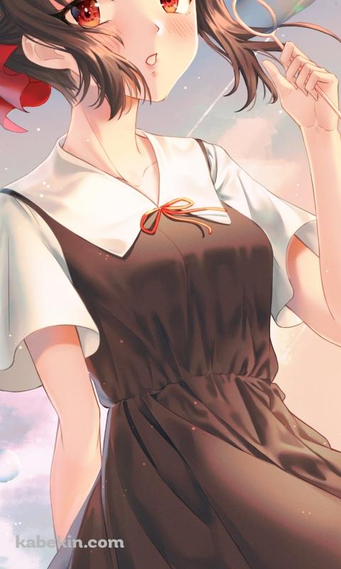 シャボン玉で遊ぶ四宮かぐや / かぐや様は告らせたい～天才たちの恋愛頭脳戦～のAndroidの壁紙(480px x 800px) スマホ用