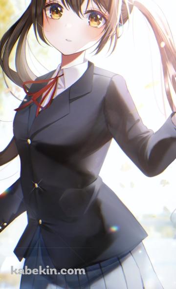 セーラー服姿の中野梓 / JK / 赤いリボン / ツインテール / 茶色い瞳 / けいおん!のAndroidの壁紙(360px x 592px) スマホ用