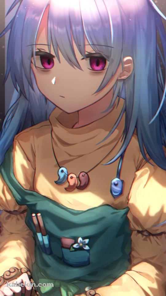 座ってこちらを見つめる埴安神袿姫 (はにやすしんけいき) / 東方のAndroidの壁紙(540px x 960px) スマホ用
