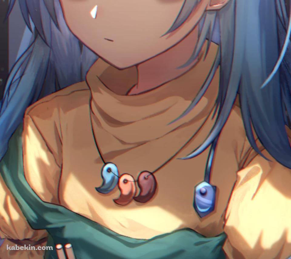 座ってこちらを見つめる埴安神袿姫 (はにやすしんけいき) / 東方のAndroidの壁紙(960px x 854px) スマホ用