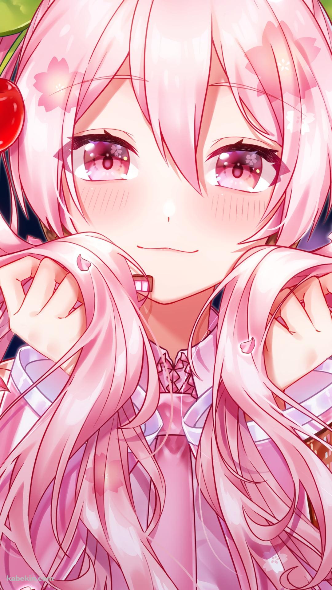 ツインテールの髪を持つ可愛い桜ミク / ボカロ / ボーカロイドのAndroidの壁紙(1080px x 1920px) スマホ用