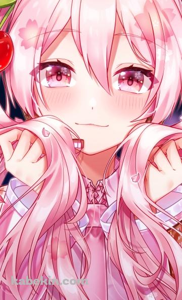 ツインテールの髪を持つ可愛い桜ミク / ボカロ / ボーカロイドのAndroidの壁紙(360px x 592px) スマホ用