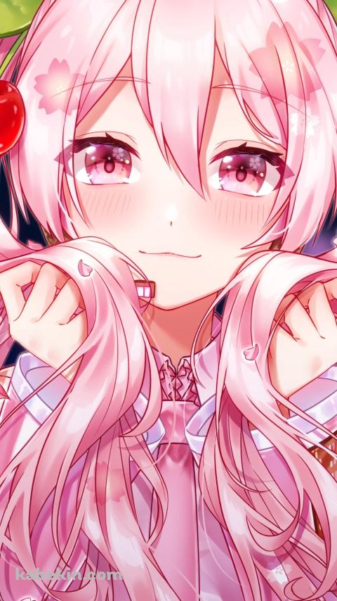 ツインテールの髪を持つ可愛い桜ミク / ボカロ / ボーカロイドのAndroidの壁紙(480px x 854px) スマホ用