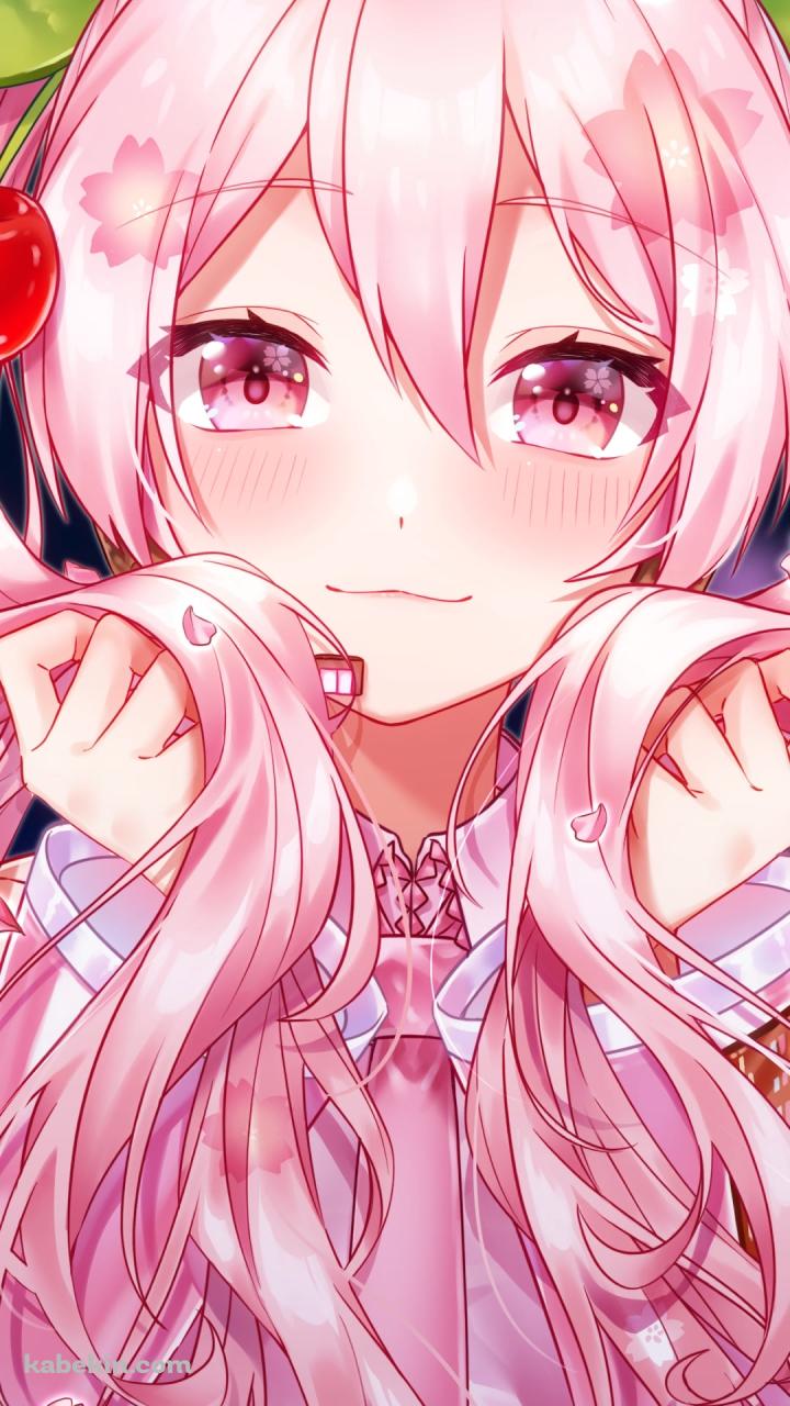 ツインテールの髪を持つ可愛い桜ミク / ボカロ / ボーカロイドのAndroidの壁紙(720px x 1280px) スマホ用