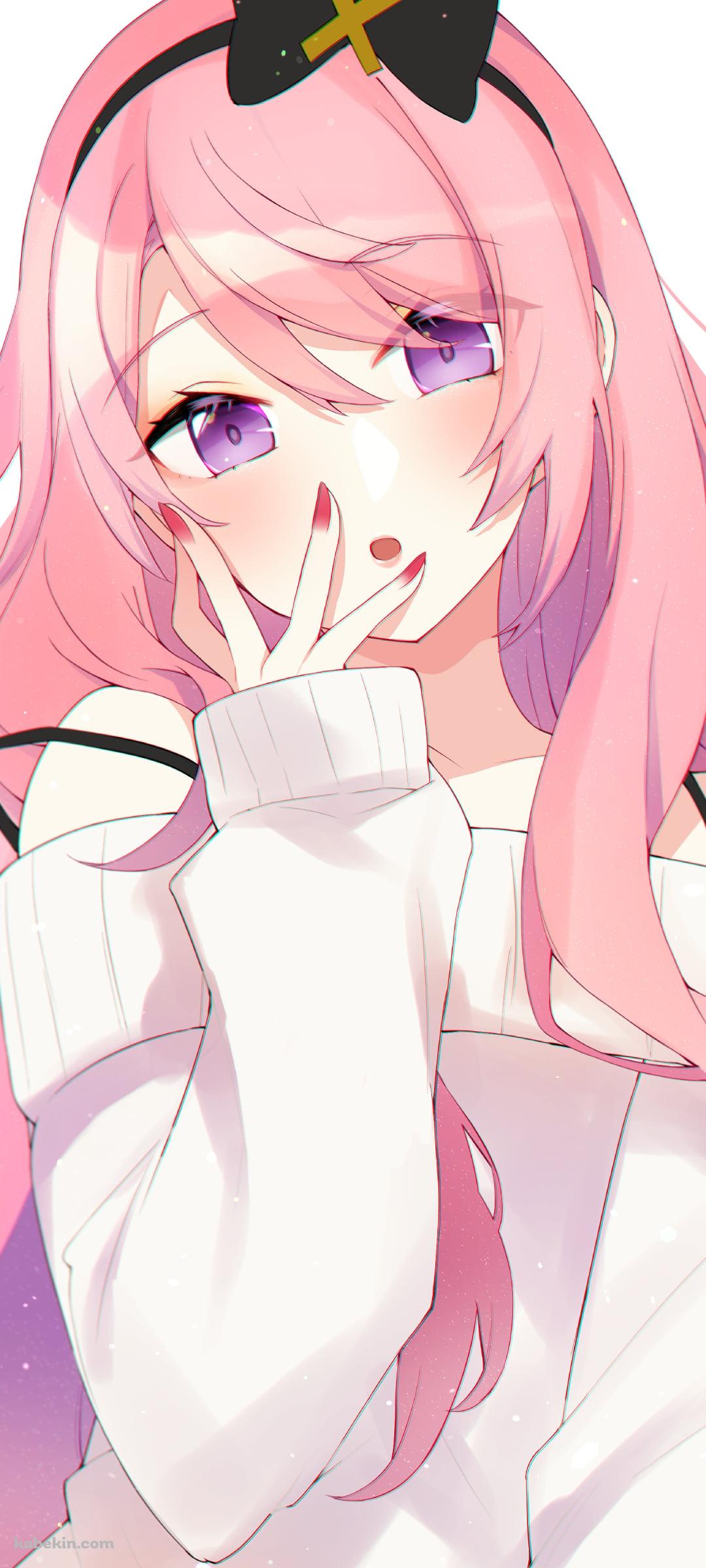 顔に手をあてる可愛い月下カオル / ホロスターズ / バーチャルYouTuber / VtuberのAndroidの壁紙(1080px x 2400px) スマホ用