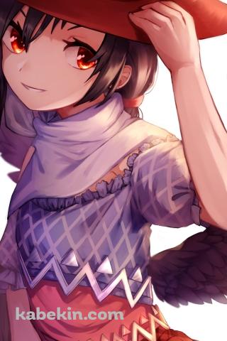 帽子を触り微笑む驪駒早鬼 (くろこまさき) / 東方のAndroidの壁紙(320px x 480px) スマホ用