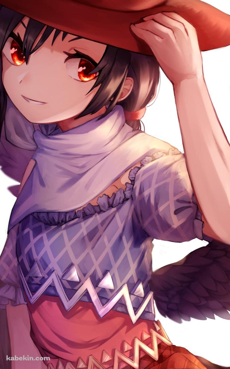 帽子を触り微笑む驪駒早鬼 (くろこまさき) / 東方のAndroidの壁紙(800px x 1280px) スマホ用