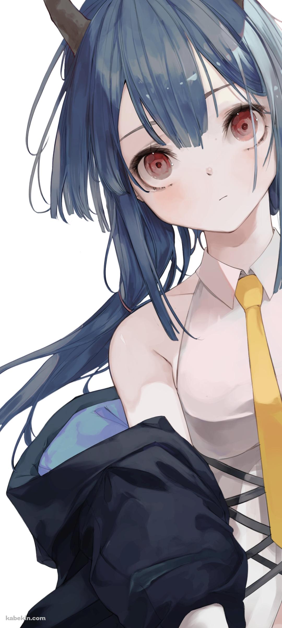 こちらを見つめるチェン / 赤い瞳 / 角 / アークナイツのAndroidの壁紙(1080px x 2400px) スマホ用