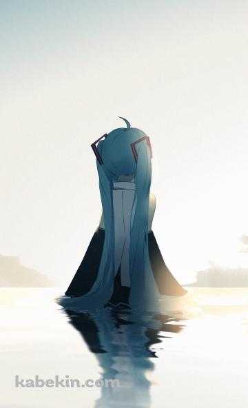 高台から空を見上げる初音ミク / 後ろ姿 / ツインテール / ボカロ / ボーカロイドのAndroidの壁紙(360px x 592px) スマホ用