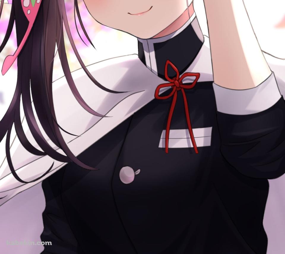 藤の花と微笑む栗花落カナヲ(つゆりカナヲ) / 鬼滅の刃のAndroidの壁紙(960px x 854px) スマホ用