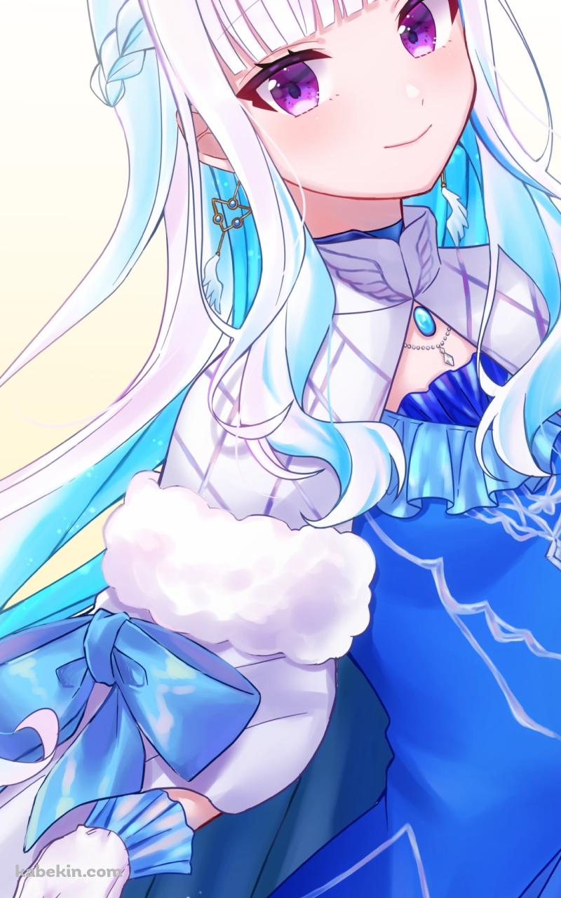 青いドレスを着た可愛いリゼ・ヘルエスタ / にじさんじ / バーチャルYouTuber / VtuberのAndroidの壁紙(800px x 1280px) スマホ用