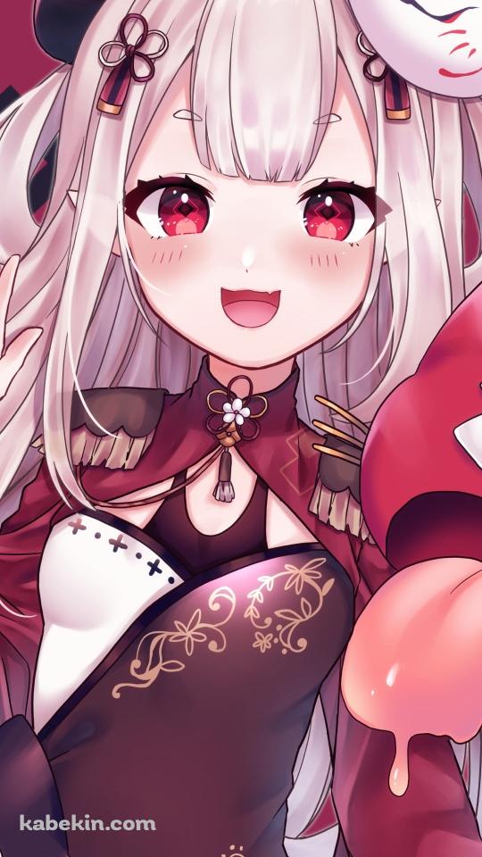 狐のお面を頭につけた奈羅花 (ならか) / にじさんじ / バーチャルYouTuber / VtuberのAndroidの壁紙(540px x 960px) スマホ用