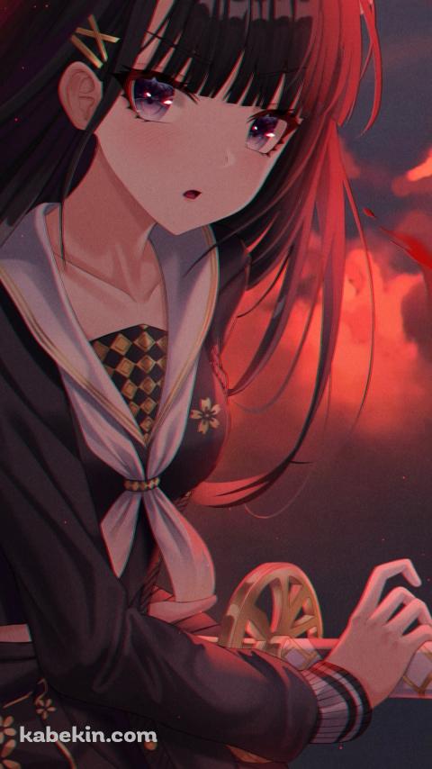 抜刀する能代 / 赤い月 / アズールレーンのAndroidの壁紙(480px x 854px) スマホ用