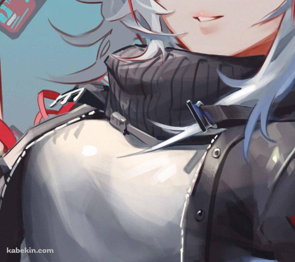 微笑む赤い瞳のW / 黒と赤のレザージャケット / アークナイツのAndroidの壁紙(960px x 854px) スマホ用