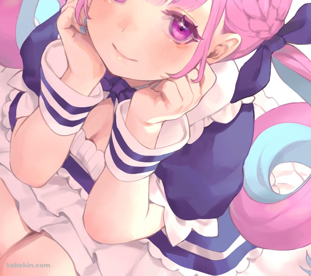 しゃがんだ可愛い湊あくあ / ホロライブ / バーチャルYouTuber / VtuberのAndroidの壁紙(1080px x 960px) スマホ用