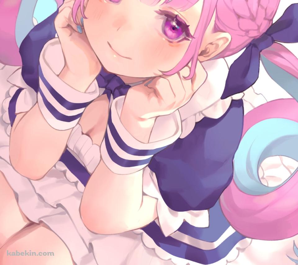 しゃがんだ可愛い湊あくあ / ホロライブ / バーチャルYouTuber / VtuberのAndroidの壁紙(960px x 854px) スマホ用