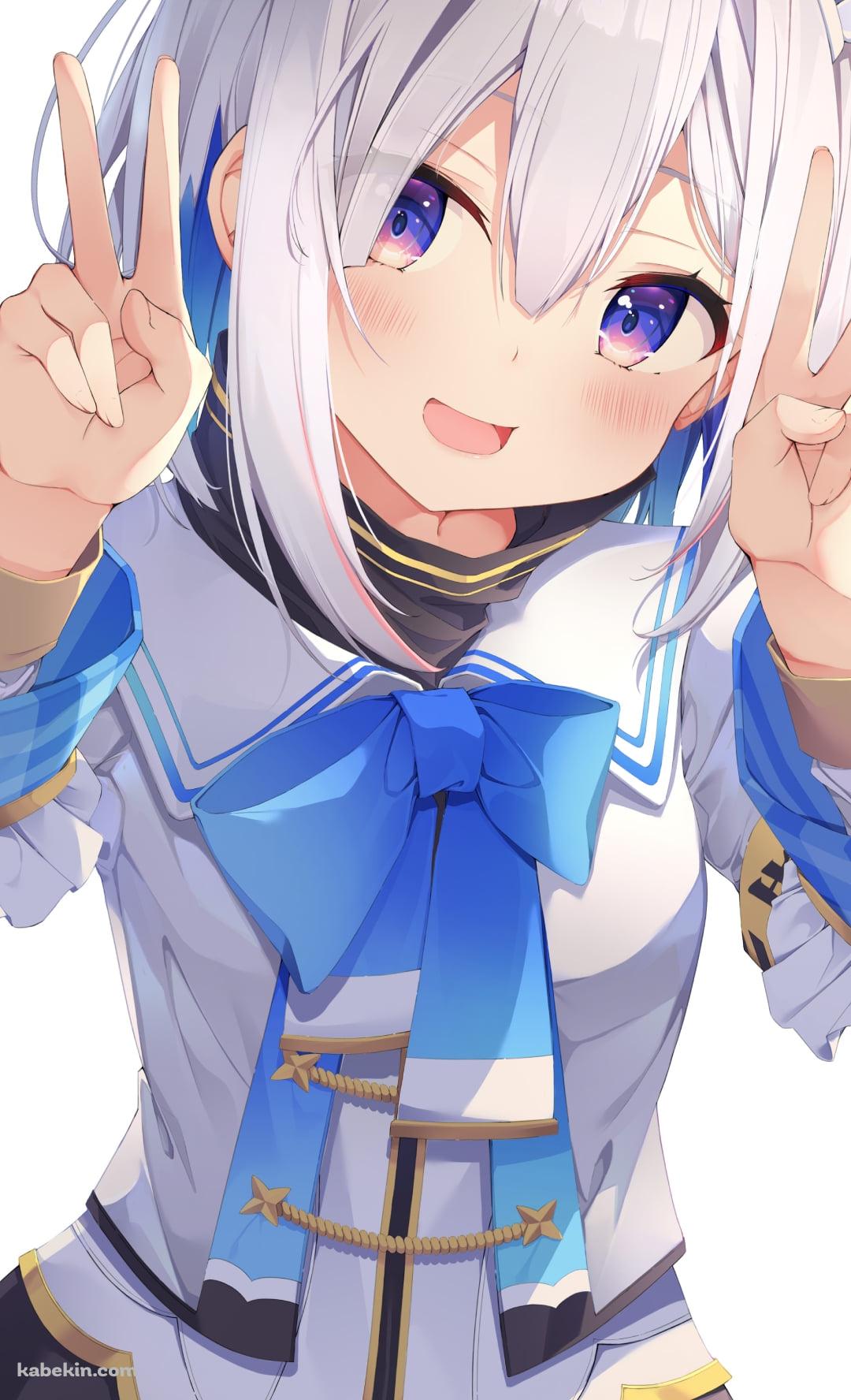 笑顔でWピースをする天音かなた / ホロライブ / バーチャルYouTuber / VtuberのAndroidの壁紙(1080px x 1776px) スマホ用