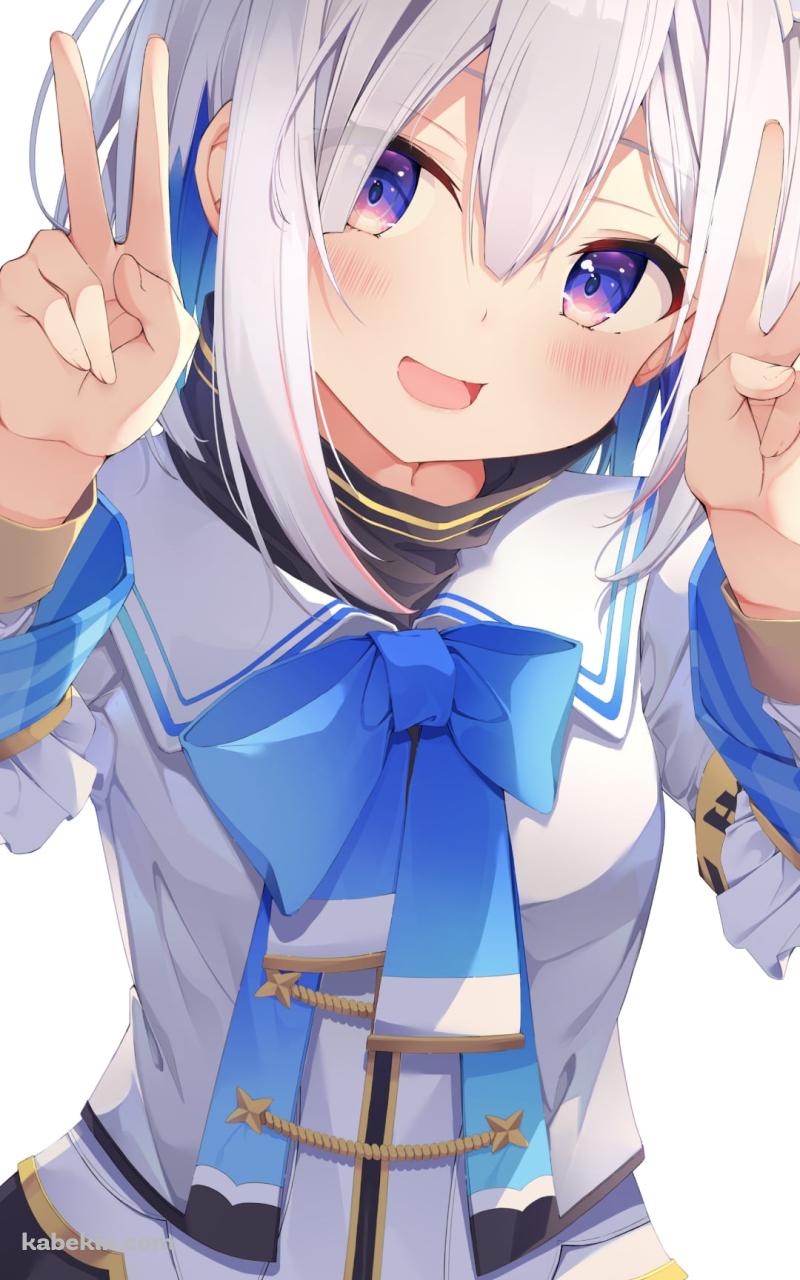 笑顔でWピースをする天音かなた / ホロライブ / バーチャルYouTuber / VtuberのAndroidの壁紙(800px x 1280px) スマホ用