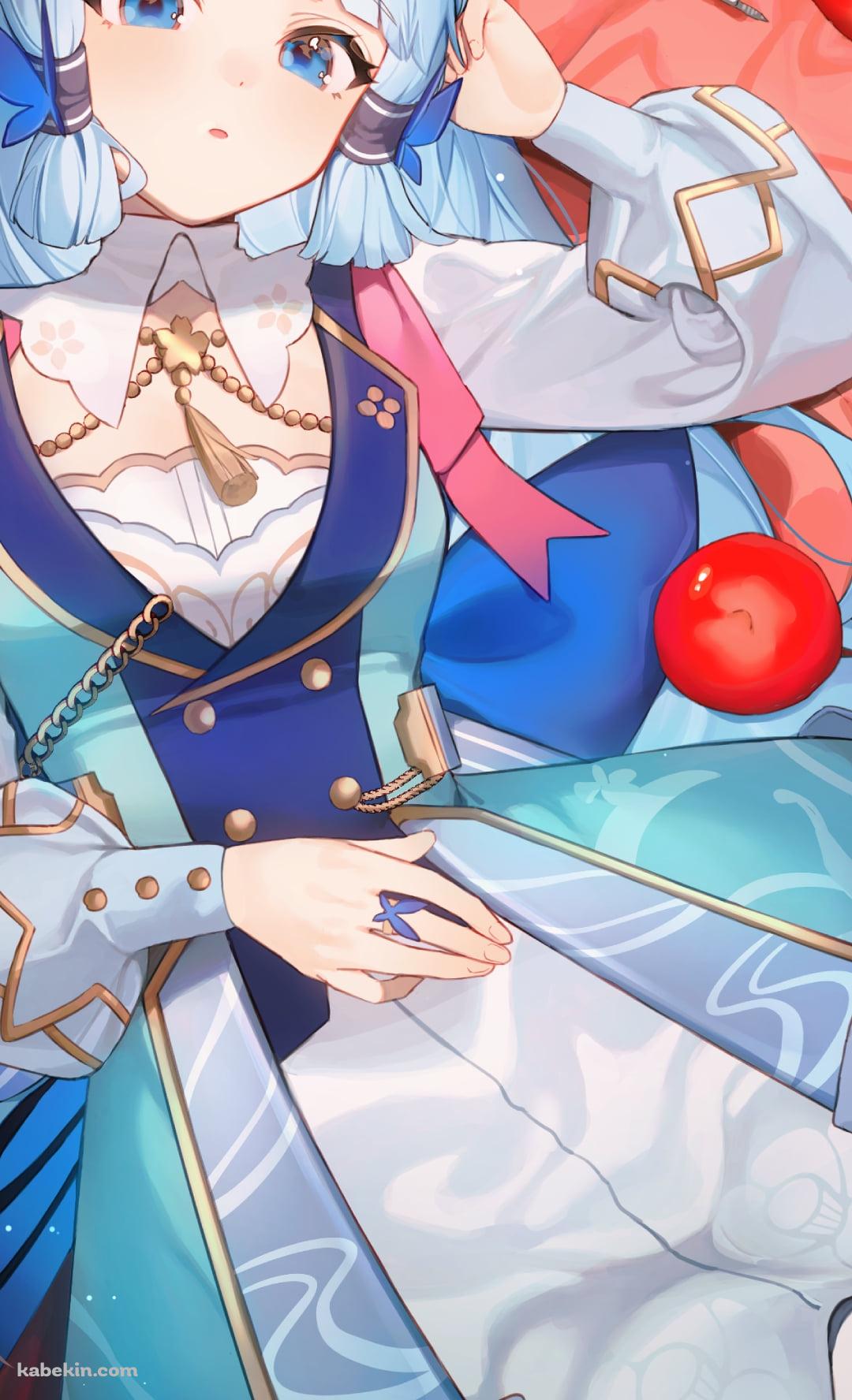 赤いリンゴと青い羽と神里綾華 / 花時に訪れた手紙 / 原神のAndroidの壁紙(1080px x 1776px) スマホ用