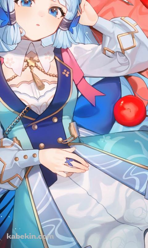 赤いリンゴと青い羽と神里綾華 / 花時に訪れた手紙 / 原神のAndroidの壁紙(480px x 800px) スマホ用