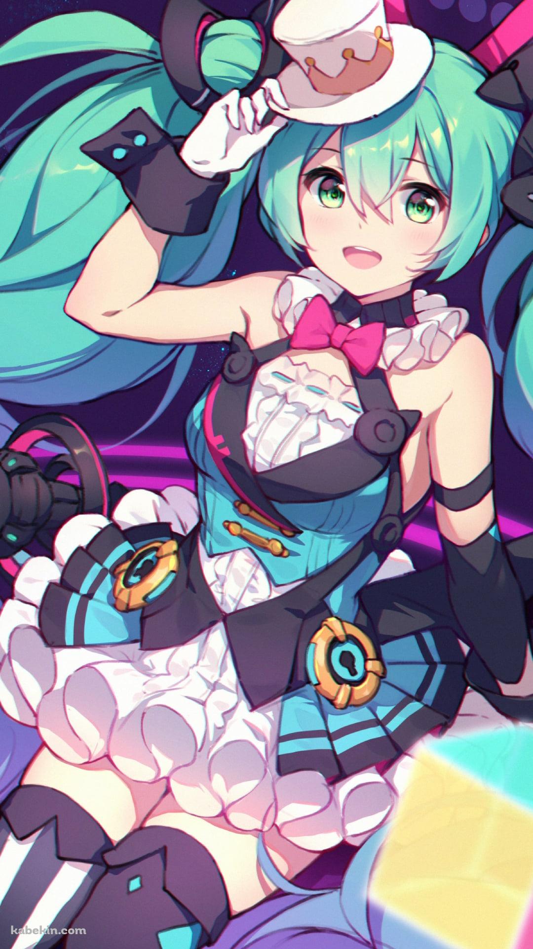 小さいシルクハットに手をかける初音ミク / マジカルミライ / ボカロ / ボーカロイドのAndroidの壁紙(1080px x 1920px) スマホ用