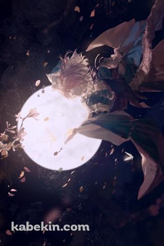 夜桜と満月と西行寺幽々子（さいぎょうじ ゆゆこ）は / 東方のAndroidの壁紙(320px x 480px) スマホ用