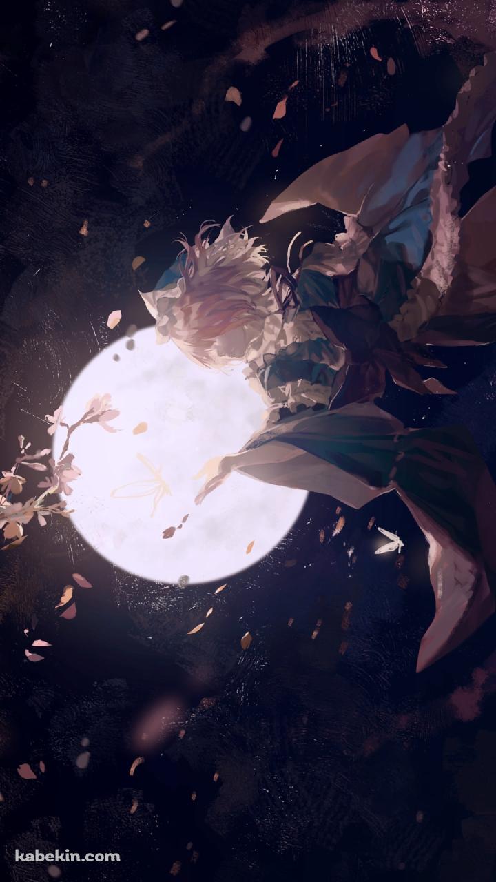 夜桜と満月と西行寺幽々子（さいぎょうじ ゆゆこ）は / 東方のAndroidの壁紙(720px x 1280px) スマホ用