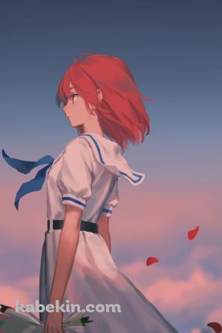 赤い花束を持つ宮永 照 / 咲-Saki-のAndroidの壁紙(320px x 480px) スマホ用