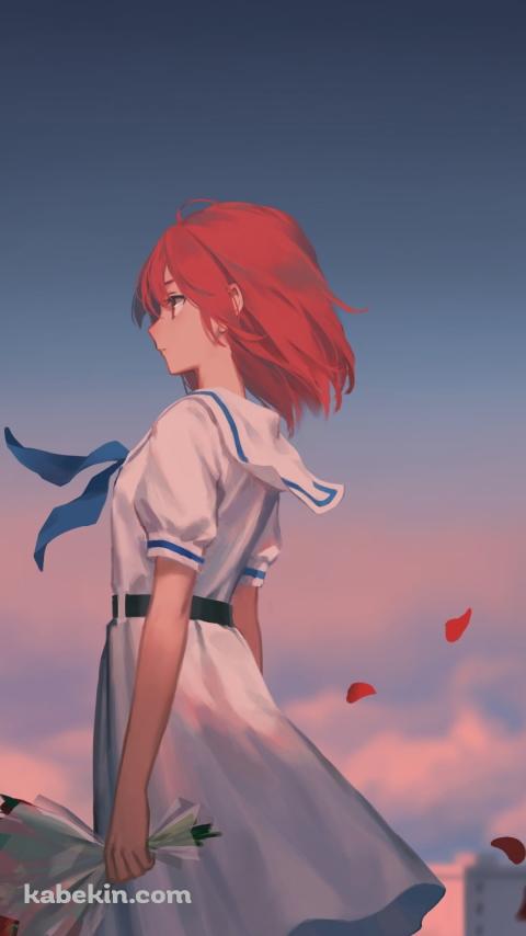 赤い花束を持つ宮永 照 / 咲-Saki-のAndroidの壁紙(480px x 854px) スマホ用