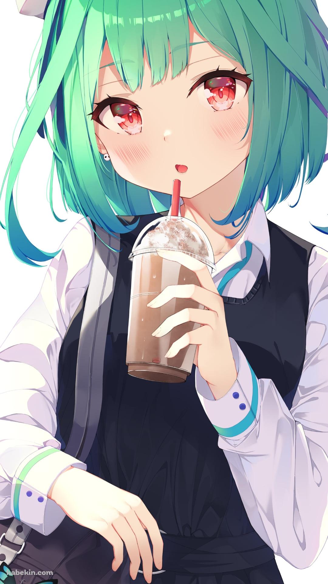 コーヒーフラペチーノを飲む潤羽るしあ / ホロライブ / バーチャルYouTuber / VtuberのAndroidの壁紙(1080px x 1920px) スマホ用