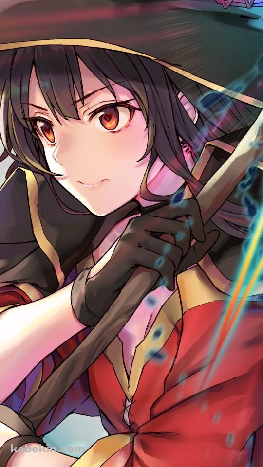 魔法を詠唱する可愛いめぐみんとちょむすけ / この素晴らしい世界に祝福を!のAndroidの壁紙(540px x 960px) スマホ用