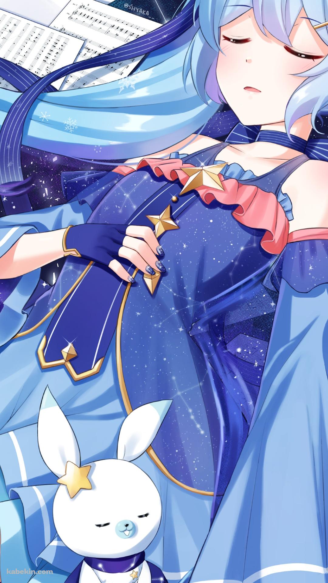 楽譜と眠る雪ミク / ラビット・ユキネ / 初音ミク / ボカロ / ボーカロイドのAndroidの壁紙(1080px x 1920px) スマホ用