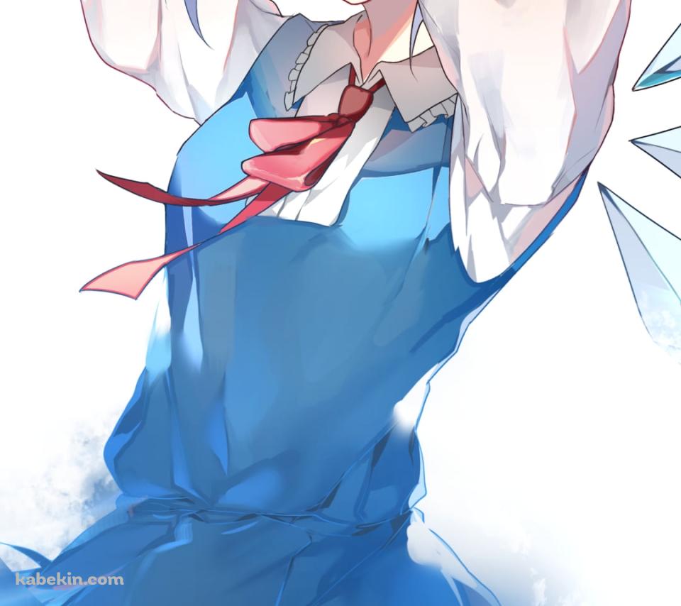 髪をかきあげる笑顔のチルノ / 青いショートカットの髪 / 東方のAndroidの壁紙(960px x 854px) スマホ用
