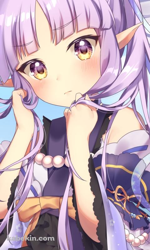 紫の髪の毛を持ちこちらを見つめるキョウカ / プリンセスコネクト!Re:diveのAndroidの壁紙(480px x 800px) スマホ用