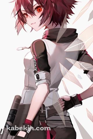 腰に手をあて振り返るかっこいいエクシア / アークナイツのAndroidの壁紙(320px x 480px) スマホ用