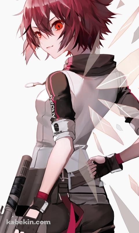 腰に手をあて振り返るかっこいいエクシア / アークナイツのAndroidの壁紙(480px x 800px) スマホ用