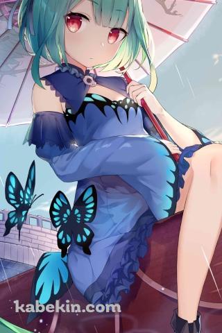 赤い船に乗る潤羽るしあ / アゲハ蝶 / ホロライブ / バーチャルYouTuber / VtuberのAndroidの壁紙(320px x 480px) スマホ用