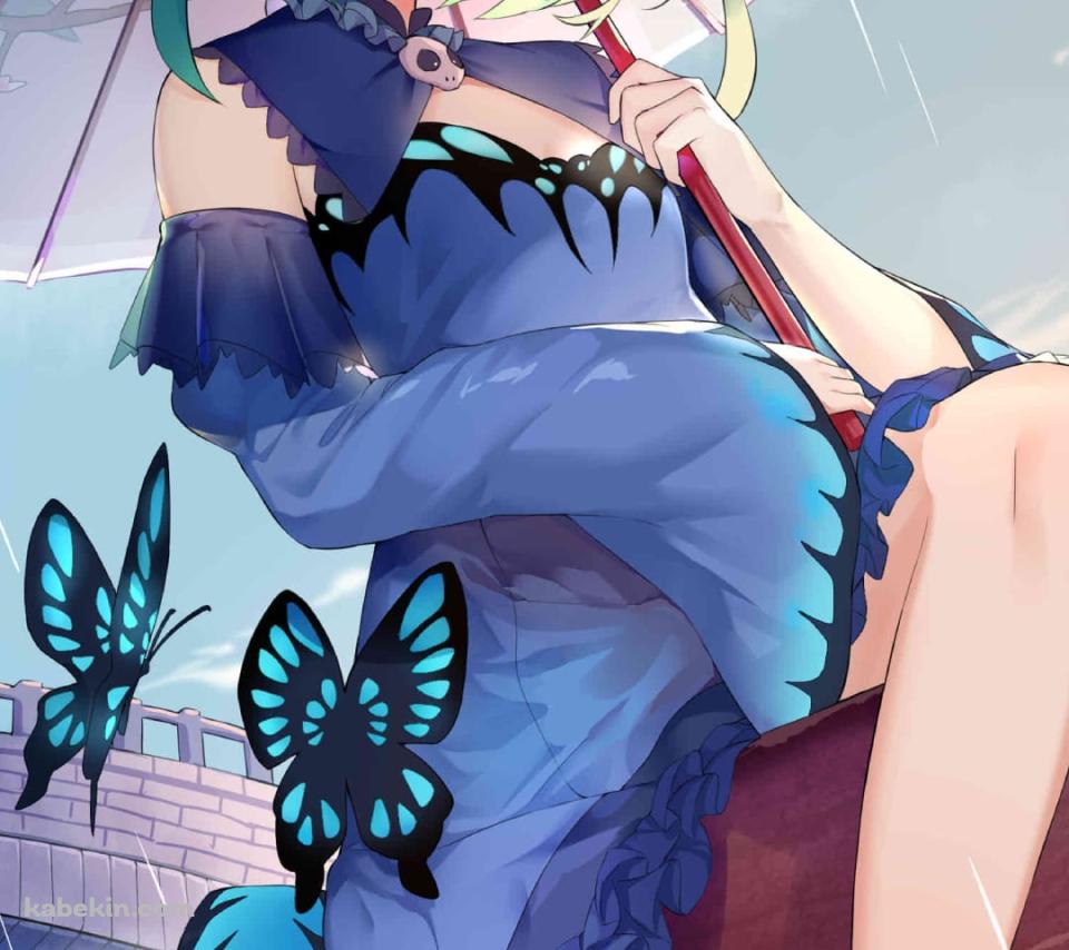 赤い船に乗る潤羽るしあ / アゲハ蝶 / ホロライブ / バーチャルYouTuber / VtuberのAndroidの壁紙(960px x 854px) スマホ用