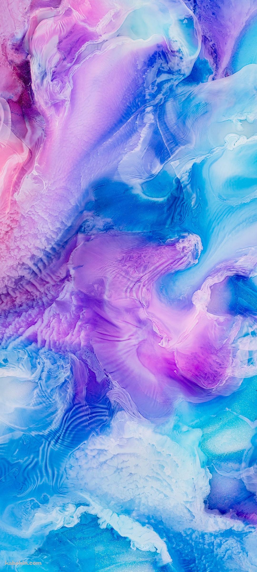 鮮やかな紫の水色の綺麗なインクのようなテクスチャー / Vivid purple light blue beautiful textureのAndroidの壁紙(1080px x 2400px) スマホ用
