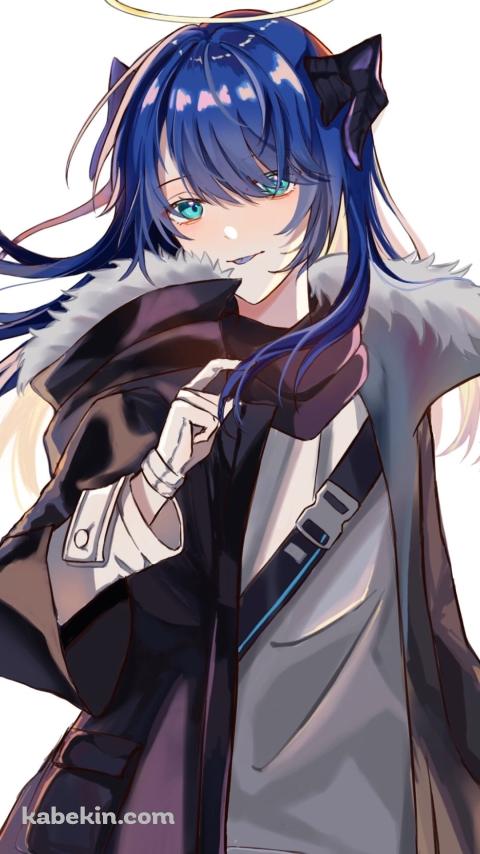 青い髪の毛の先をつまむモスティマ / アークナイツのAndroidの壁紙(480px x 854px) スマホ用