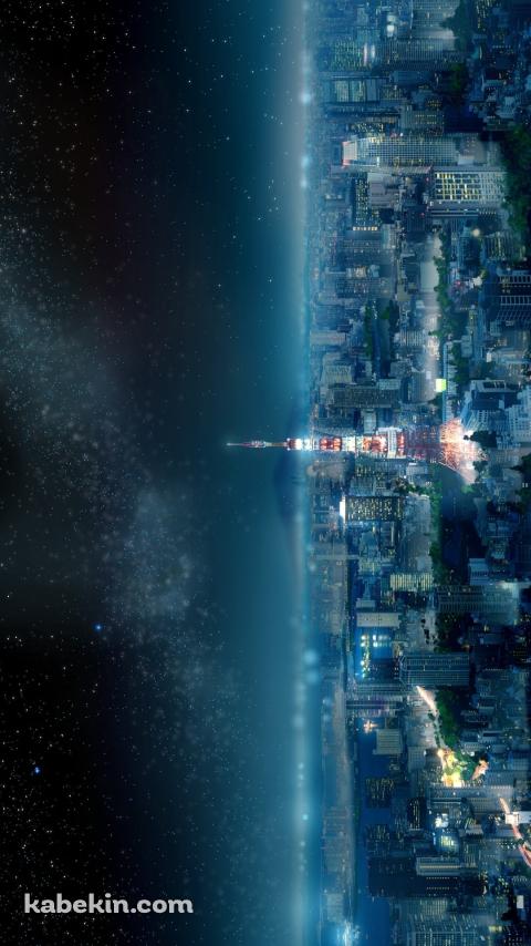 東京の夜景 / 東京タワー / 銀河 / 日本電波塔 / 東京都港区芝公園のAndroidの壁紙(480px x 854px) スマホ用