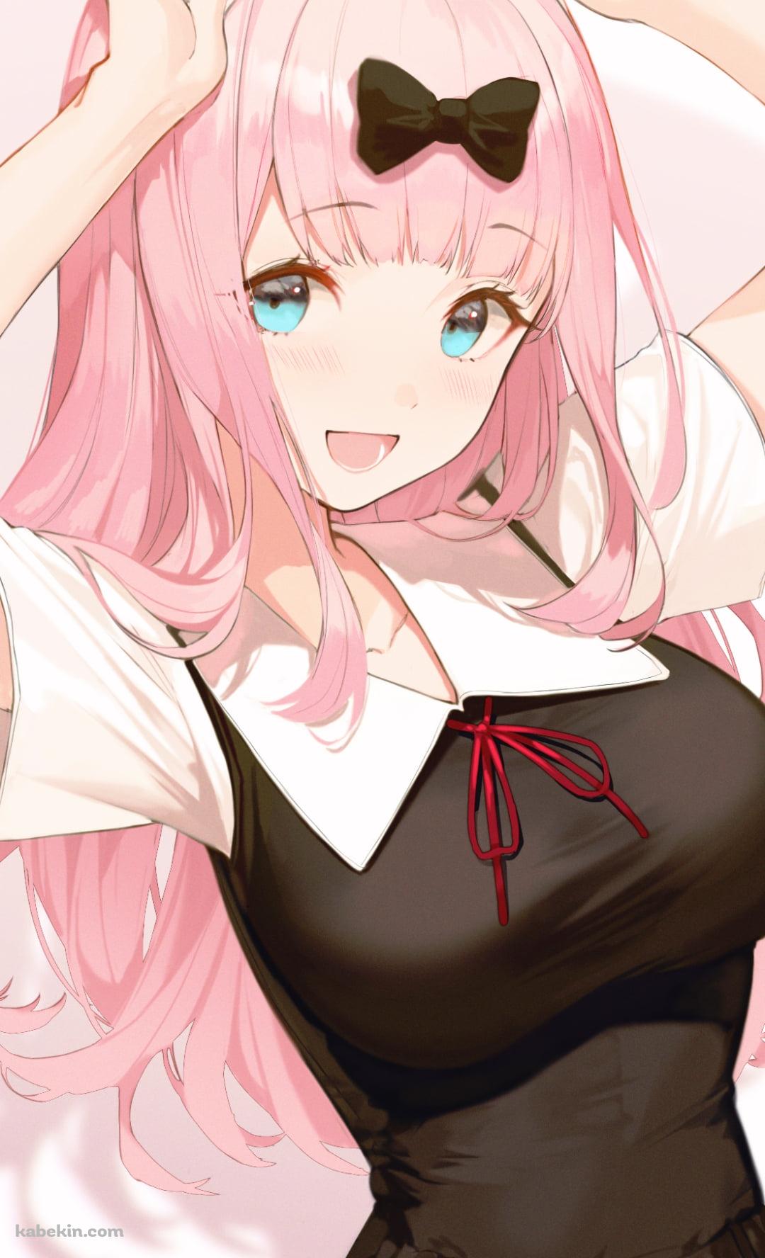 兎耳を触る可愛い藤原千花 / ピンクのロングヘア― / かぐや様は告らせたい~天才たちの恋愛頭脳戦~のAndroidの壁紙(1080px x 1776px) スマホ用