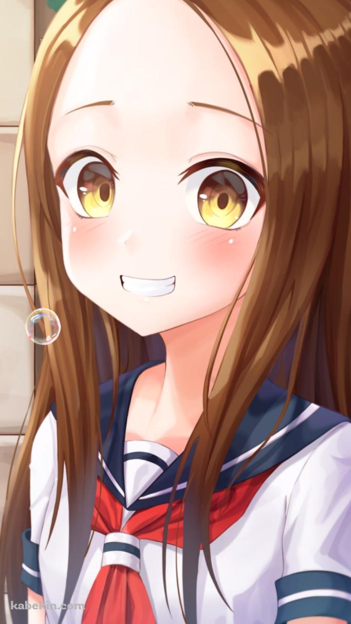 シャボン玉と笑顔の高木さん / からかい上手の高木さんのAndroidの壁紙(720px x 1280px) スマホ用
