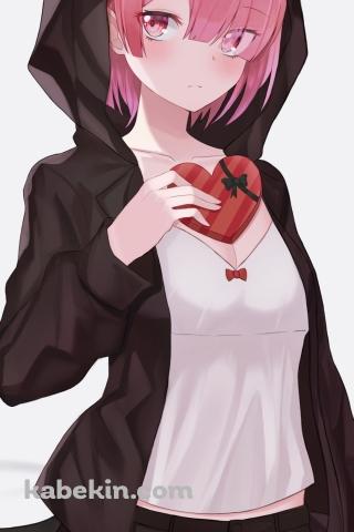 ハート型のプレゼントケースを持つ可愛いラム / re:ゼロから始める異世界生活のAndroidの壁紙(320px x 480px) スマホ用